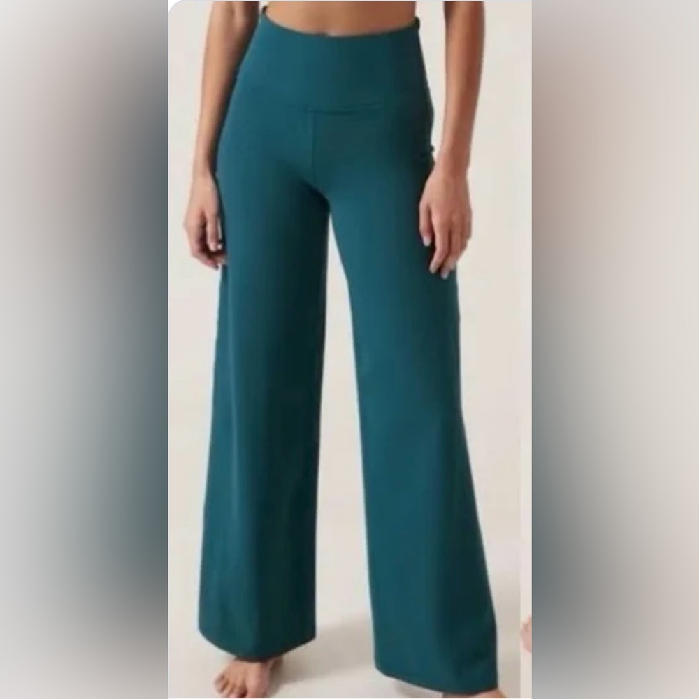 EUC Athleta Elation Wide Leg Pant Yoga Pilates Leggings Small Petite Dark Teal